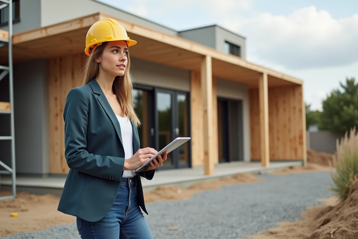 Architecte supervisant la construction d une maison contemporaine
