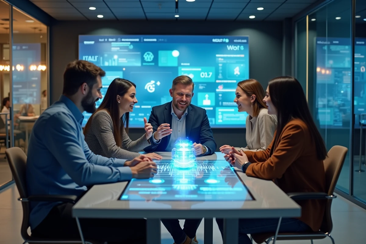 Groupe de trois personnes autour d