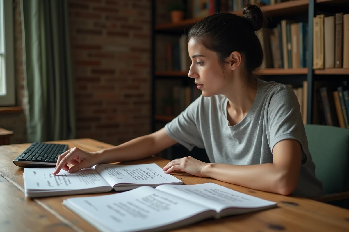 Femme prenant des notes sur les métiers et stratégies de progression dans Dofus Retro